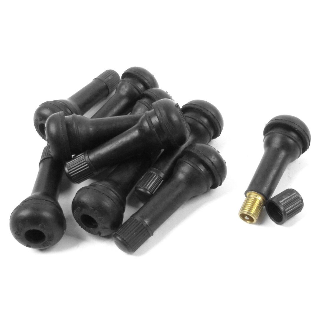 10Pcs TR414 Core Vacuum Tire Nozzle Car Black Rubber Alloy