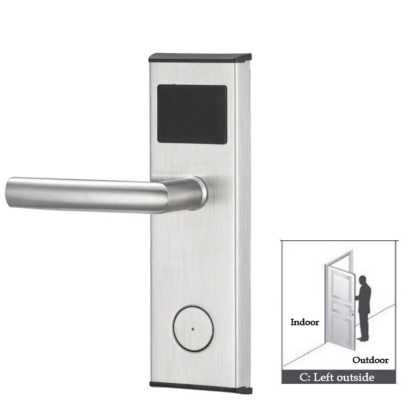 hotel door access system digital Electric intelligent Electronic hotel key card door lock: Sliver left outside