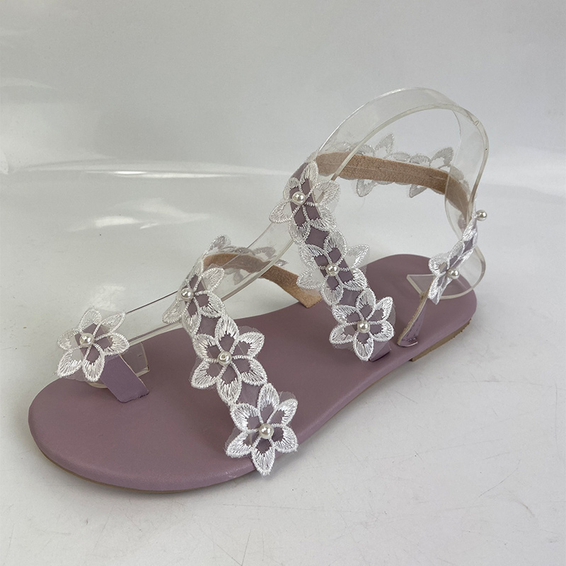Sandalias elegantes con flores para mujer, zapatos casuales de playa, Sandalias planas con punta de Clip para mujer, zapatos de verano para mujer, femenina