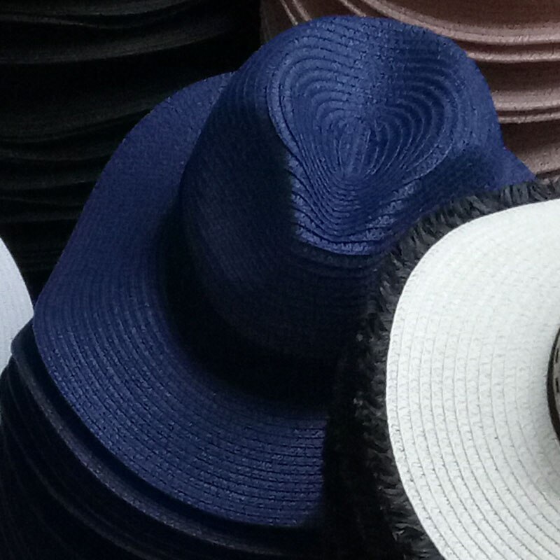 Women's Sun Hat Ribbon Round Flat Top Straw DIY Beach Panama Hat Summer Hats For Women Straw Hats Snapback Gorras: Blue