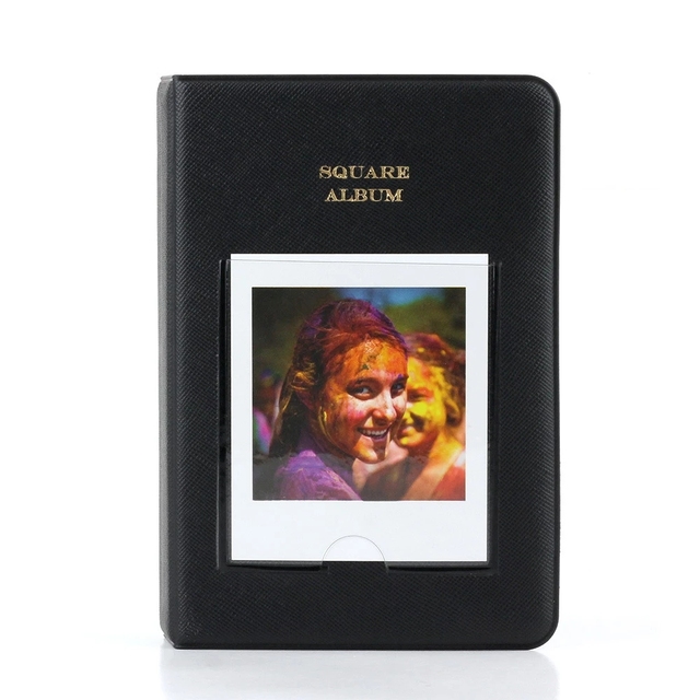 Quadratisches Fotoalbum, farbiges Buch/Wandalbum/Aufkleber, Filmpapier für Fujifilm Instax SQ6 SQ10 SQ20 Kamera und SP-3 Drucker: Schwarz