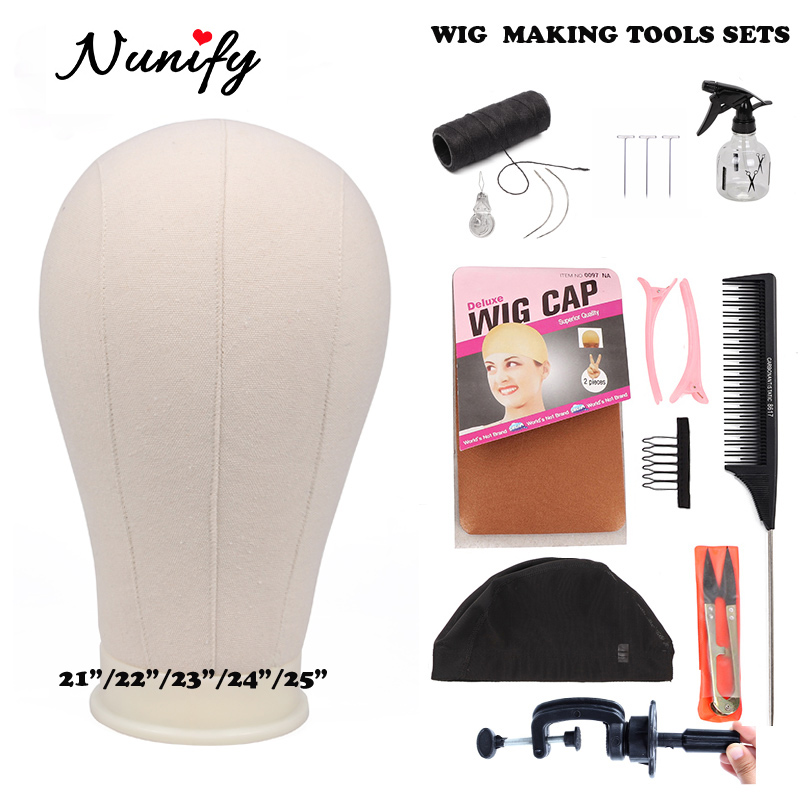 Wig Making Kit Wig Stand With Head Bald Manequin Head T Pins Wig Combs Hair Tools For Women Diy Wigs Making Material Hair Clips