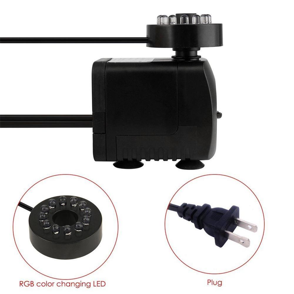 110V 220V AT-380Submersible Water Pumps for Aquarium Fish Tank Garden Pond Statuary Outdoor Fountain Pump with 12 PCS LED Lights: 110V US PLUG
