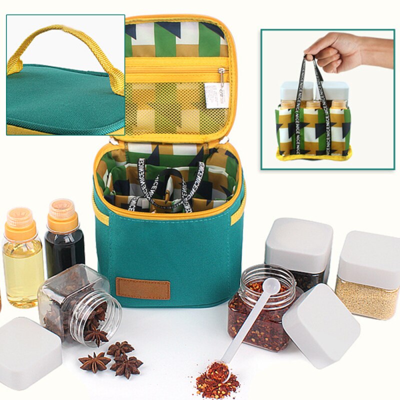 7Stck 115/180ml Küche Gewürz Kasten-einstellen Gewürz Glas Grill Utensilien draussen Camping Picknick Taschen