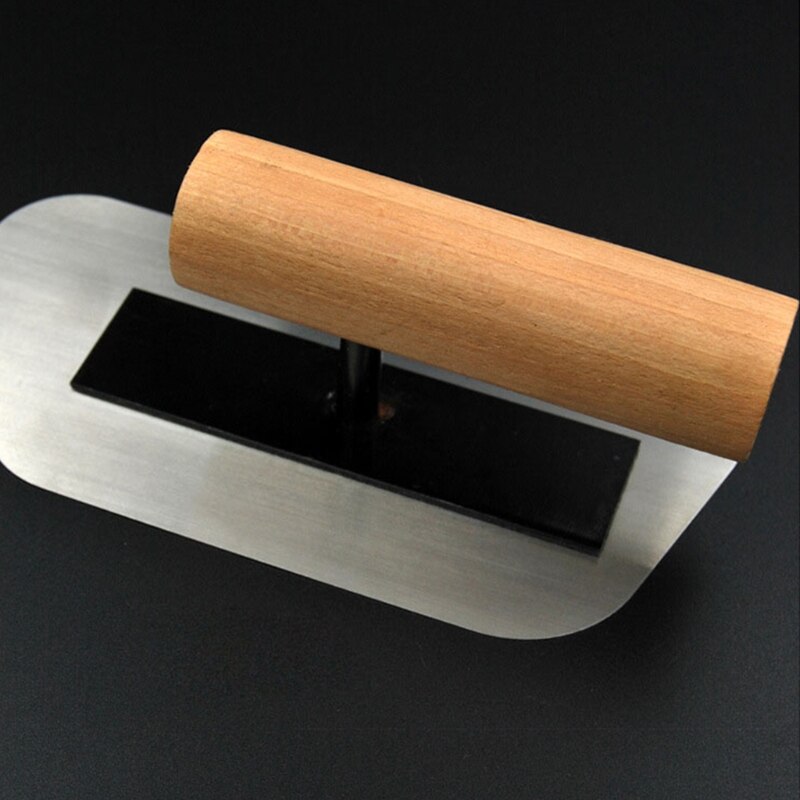 Finishing Trowel Trapezoid Stainless Steel Plastering Trowels with Wooden Handle for Tile Floor Wall Cement