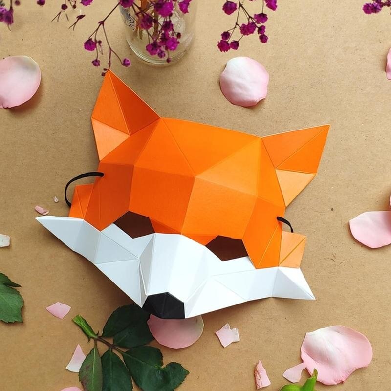 Bricolage demi visage papier masque à la main jouet 3D demi visage papier masque Papercraft jouet bricolage demi visage papier masque fête spectacle accessoire