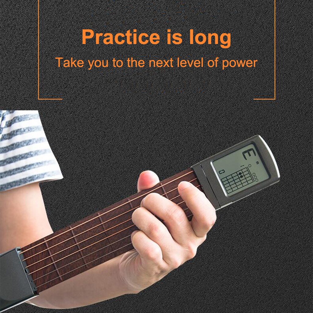 Bærbar lomme guitar akkord træner gadget roterbar akkorder diagram skærm øvelse værktøj til begyndere musikinstrument