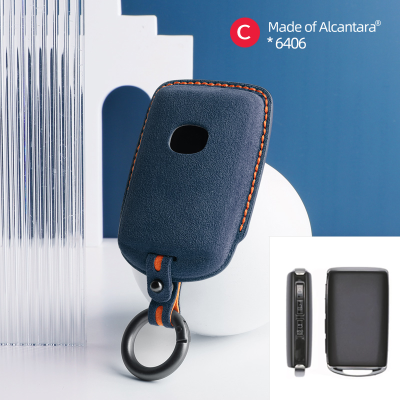 For Mazda 3 6 CX30 CX3 CX5 CX8 CX9 MX30 Car Key Case Remote Cover Shell Suede Alcantara Keychain Leather Protector Accessories: Blue