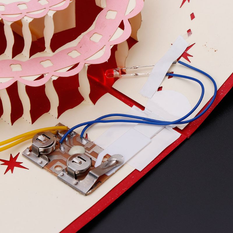 Tarjeta de felicitación Pop Up 3D tarjeta de felicitación de pastel de feliz cumpleaños música LED postal con sobre