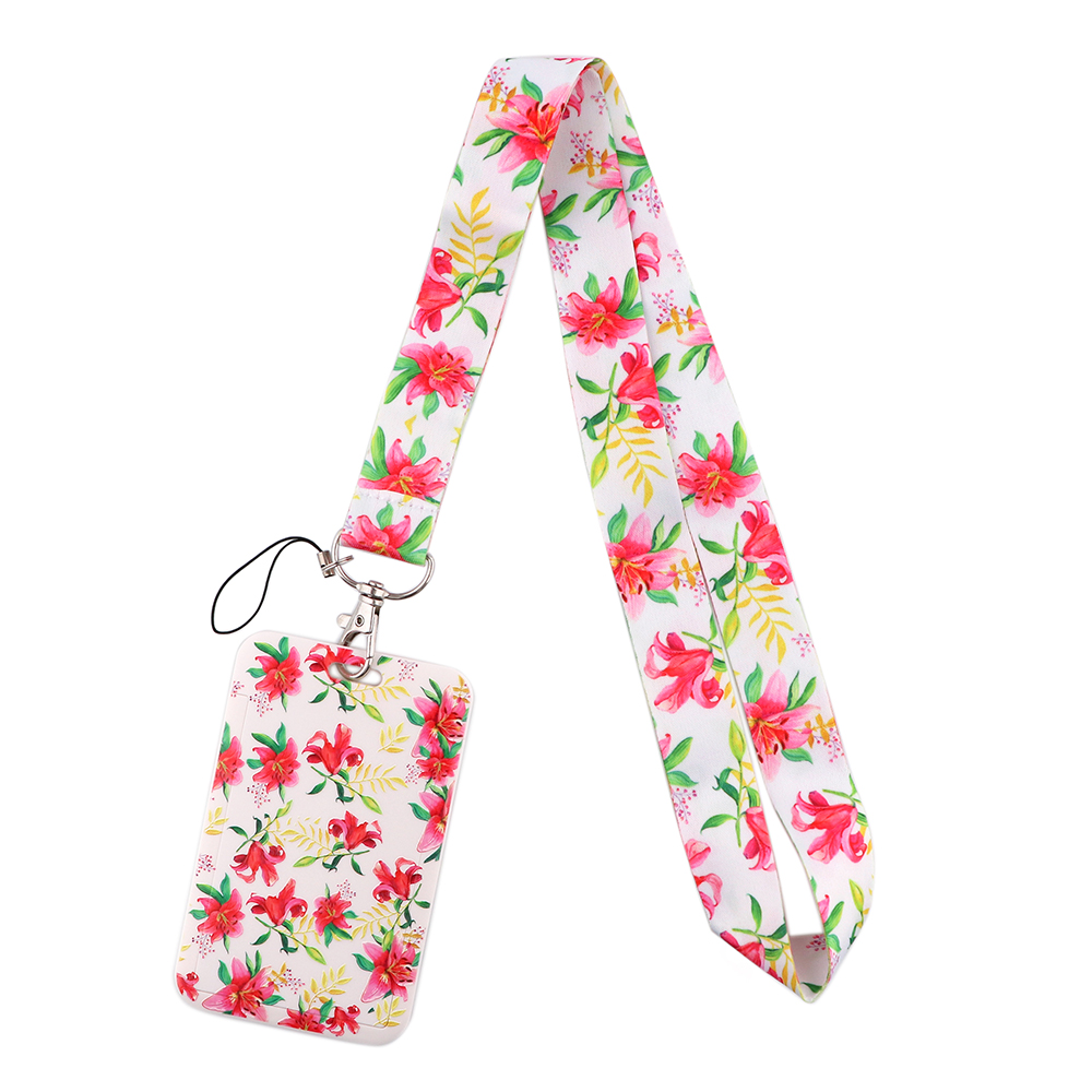 CB896 Kersenbloesems Mode Bloemen Lanyard Credit Card Id Houder Tas Student Vrouwen Bank Bus Visitekaartje Cover Badge: 19