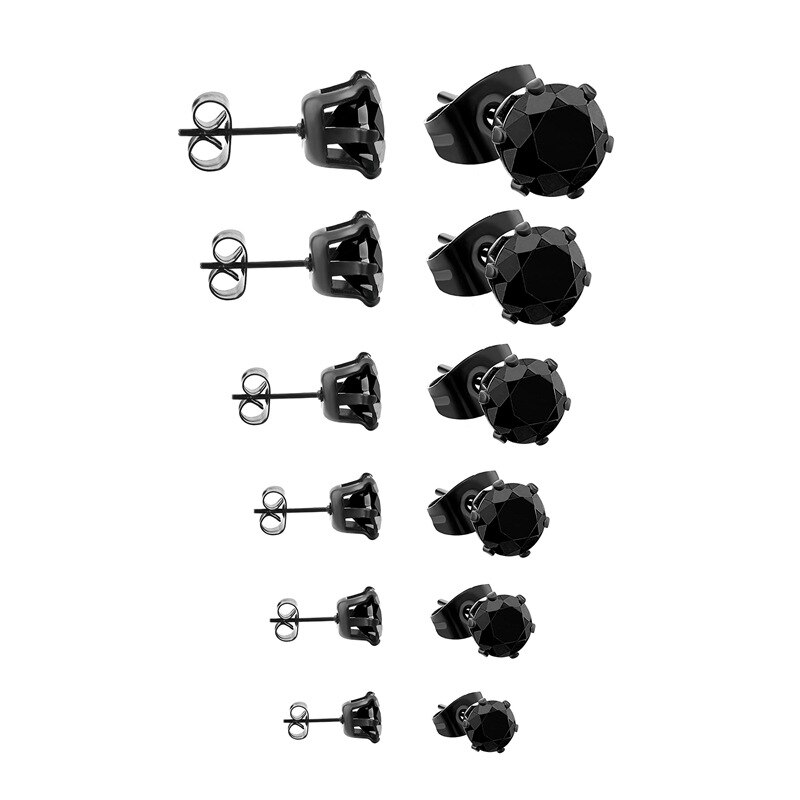 1 Paar Classic Roestvrij Stee Stud Oorbellen Voor Vrouwen Cz Zirkoon Oor Piercing Chirurgisch Staal Oor Sieraden Voor Mannen Jongens vrouwen Meisjes: 2mm / 6 Paw Black-C