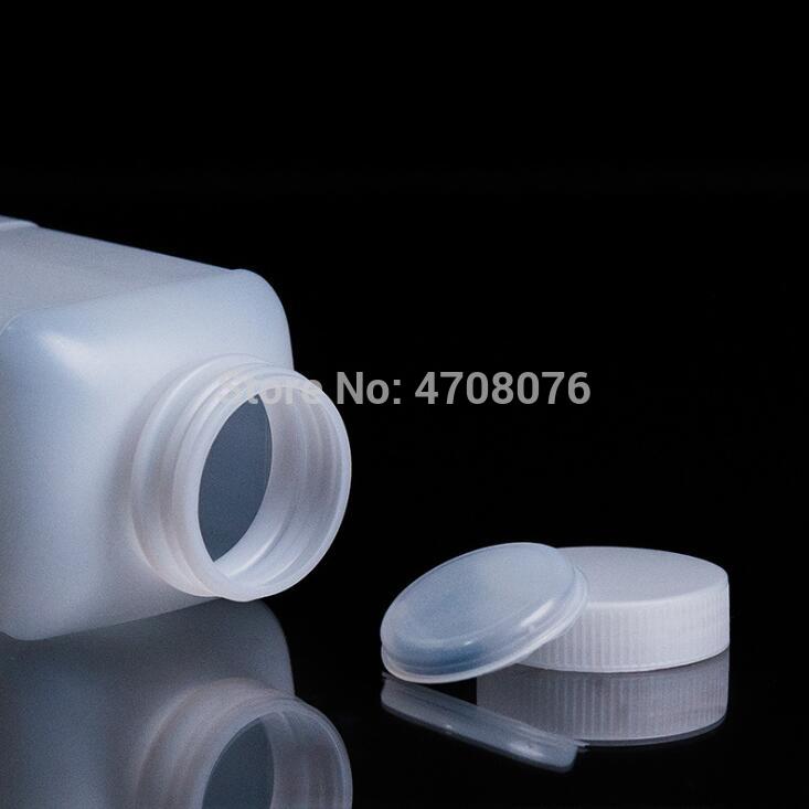 PE lab reagent bottle with scale mark Plastic sample bottle with screw cover rectangle for chemical experiment 500ml 6pcs/pack