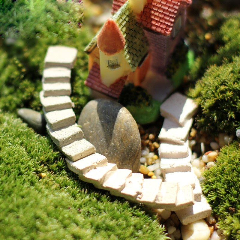 Mini paisagem decorativa de jardim, mini artesanato, curvo caminho de escadas, miniaturas, jardim, casa, decoração, paisagem, acessórios diy