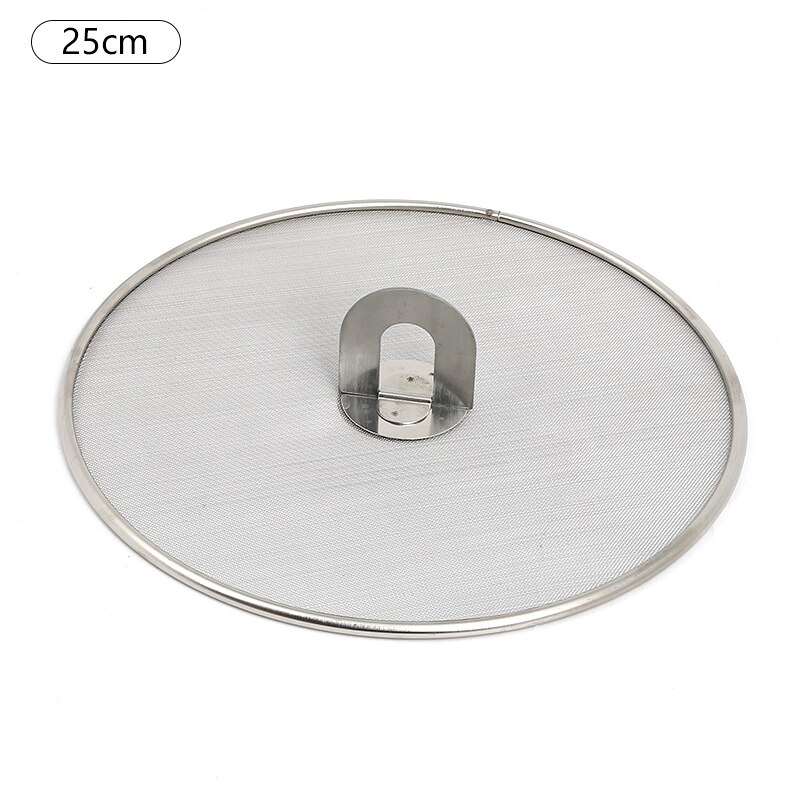 1PCS Stainless Steel Oil Cover Fried Oil Net Cover Pizza Tray Kitchen Gadget Pan Cover Splash Oil High Temperature Anti Falling^: 25cm
