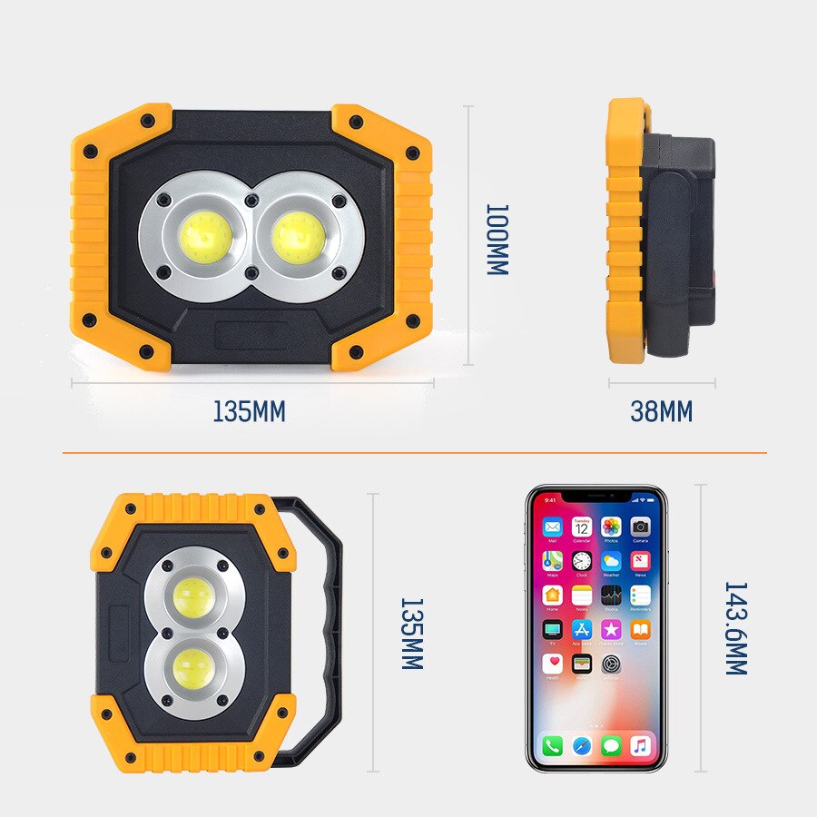 ZHIYU-foco Led portátil de 3000lm, luz de trabajo superbrillante, recargable para acampar al aire libre, linterna Led con batería de 18650