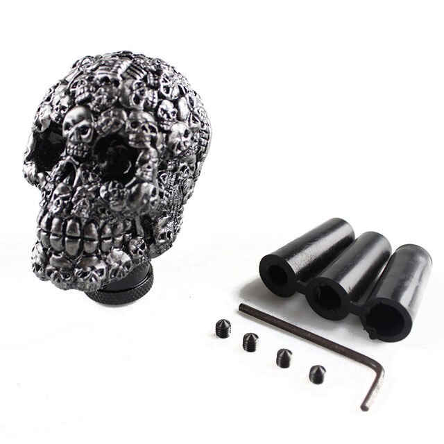Pomo de cambio de marchas con cabeza de calavera para coche, palo Manual Universal para camión, perilla de resina, SFN045: Negro