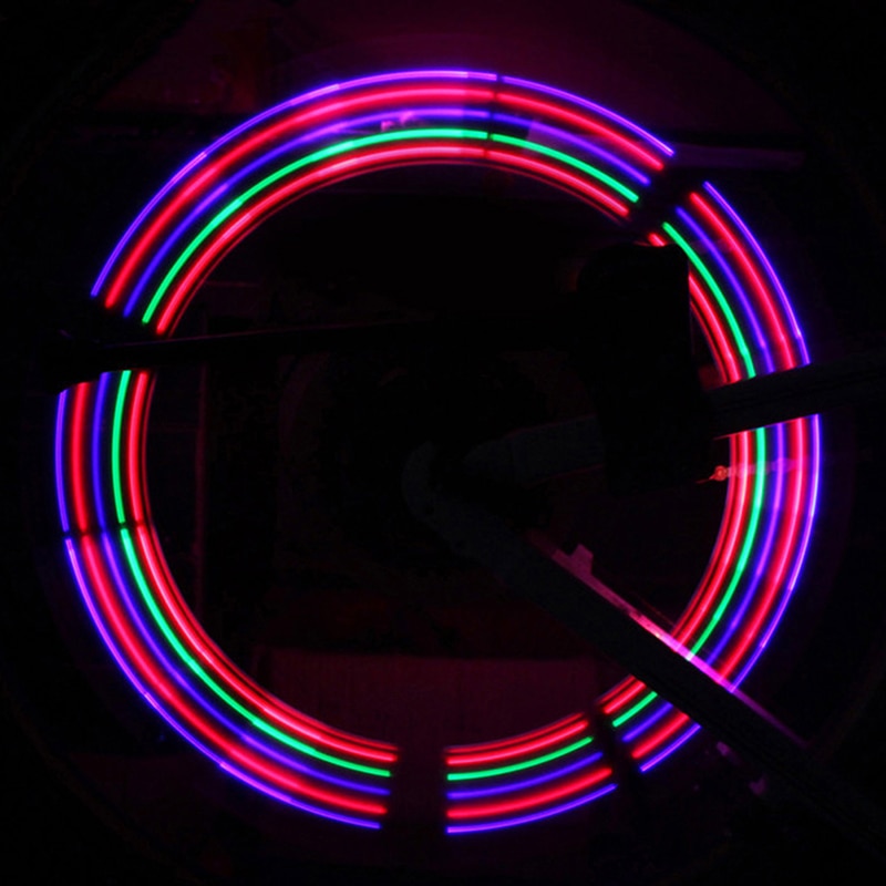 2 pçs motor da bicicleta do carro crânio pneu roda válvula caule bonés led flash luz lâmpada cor arco-íris