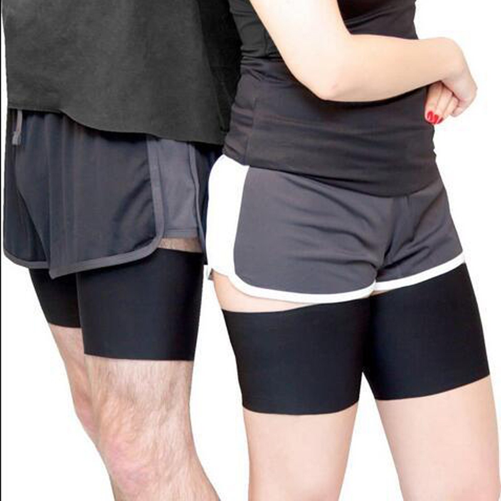 Sportleggings, rutschfeste silikonsocken, dehnbare, flache oberschenkelstulpen, große größen, reibungsarme beinstulpen, beinstulpen: Bk / L