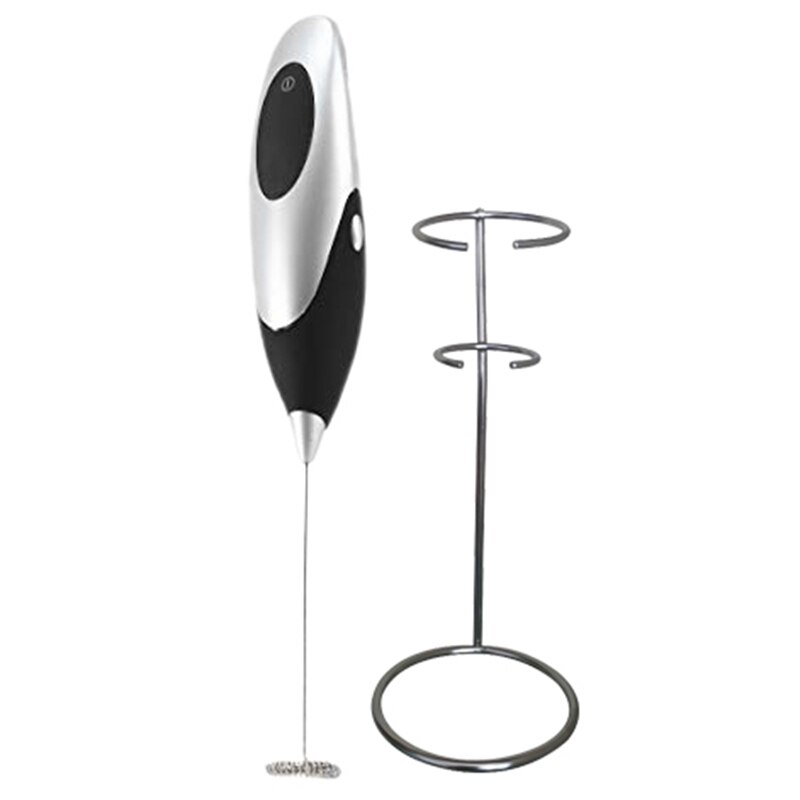 Handheld Electric Coffee Mixer Frother,Milk Beverage Foamer Cream Whisk Cooking Stirrer Egg Beater With Bracket: Black