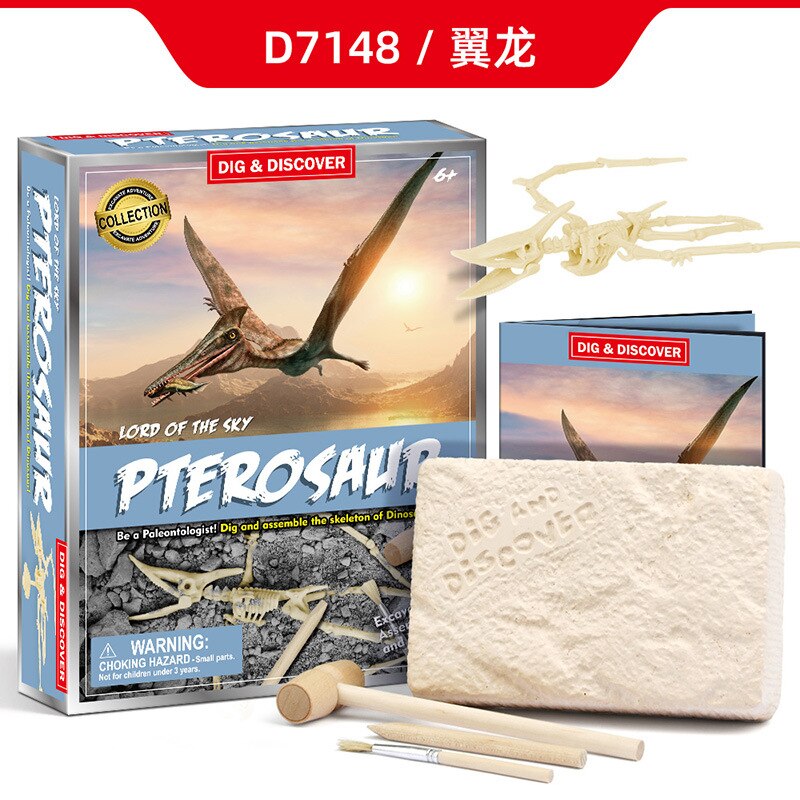 Jurassic world kids toys archaeological excavation Cretaceous animal model skeleton simulation dinosaur toy puzzle assembly: Pterosaur