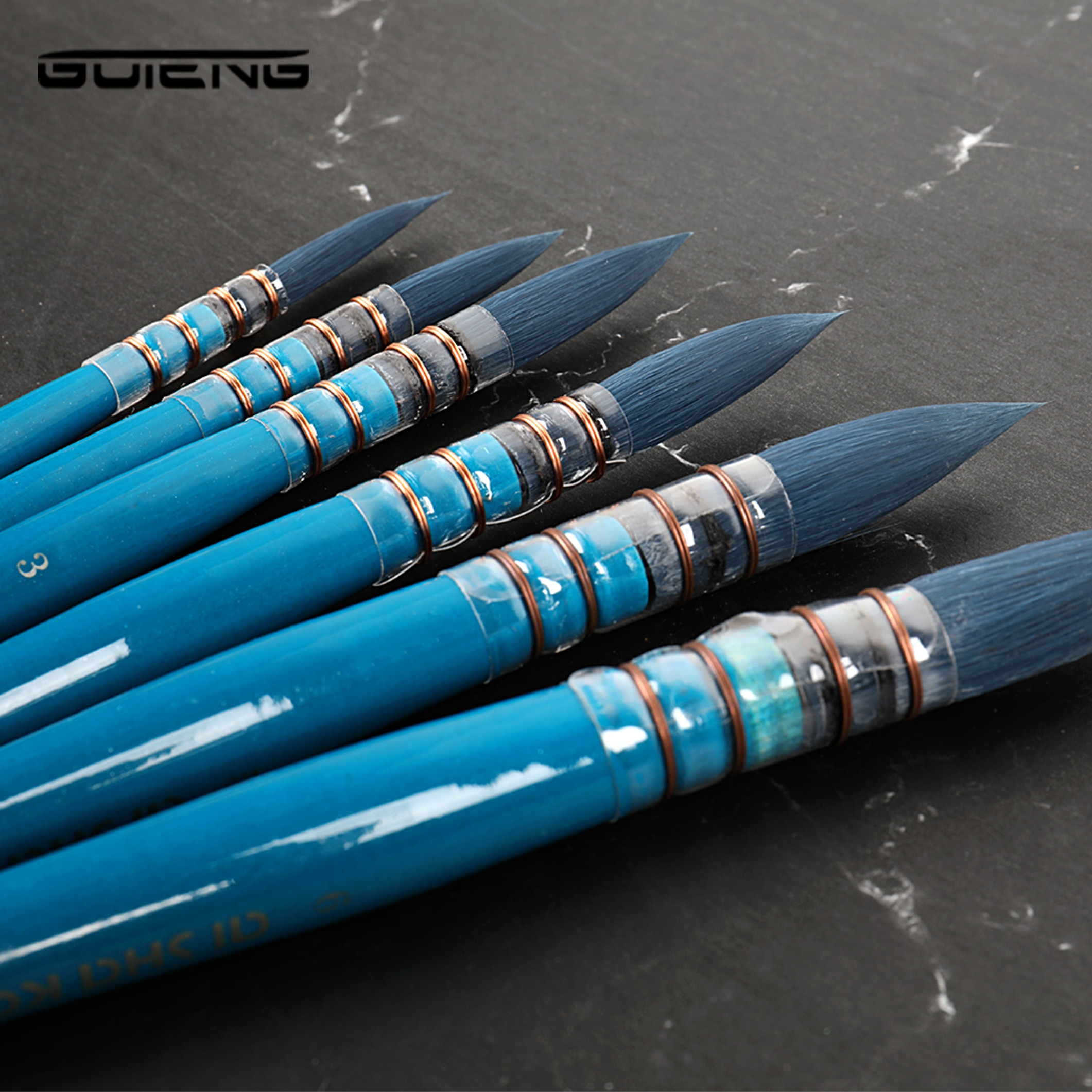 Pinceau d'écriture en bois bleu pour artiste pinceau aquarelle Style français pinceaux de peinture pointus pour fournitures d'art aquarelle