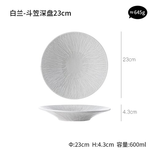 White Plates Porcelain Round Dishes Plates Serving Platter Dinner Tableware Dessert Assiette Kitchen Tools EK50CP: 23cm