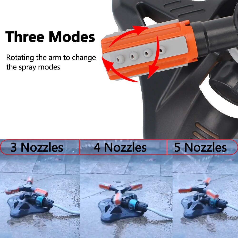 360 Degree Garden Agriculture Irrigation Device Lawn Sprinkler 3-arm Rotating Sprinklers Grass Lawn Automatic Watering Nozzles