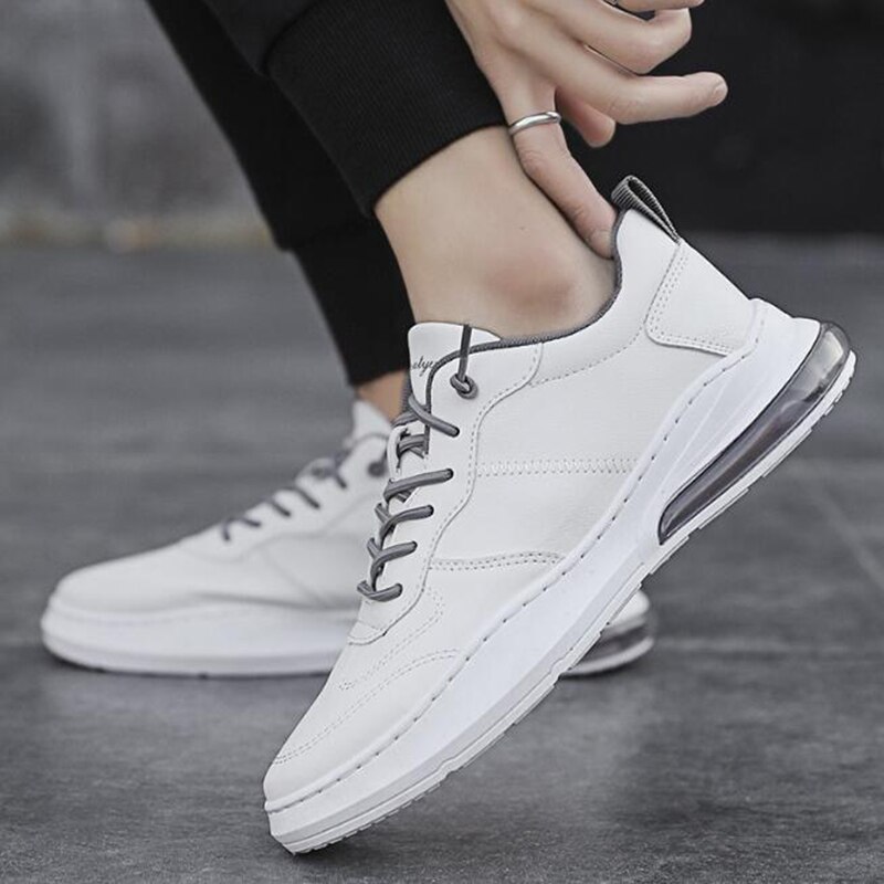 THEAGRANT Comfortable Casual Men Shoes Platform Sneakers For Male PU Leather Lace Up White Shoes Sneakers MSN2021