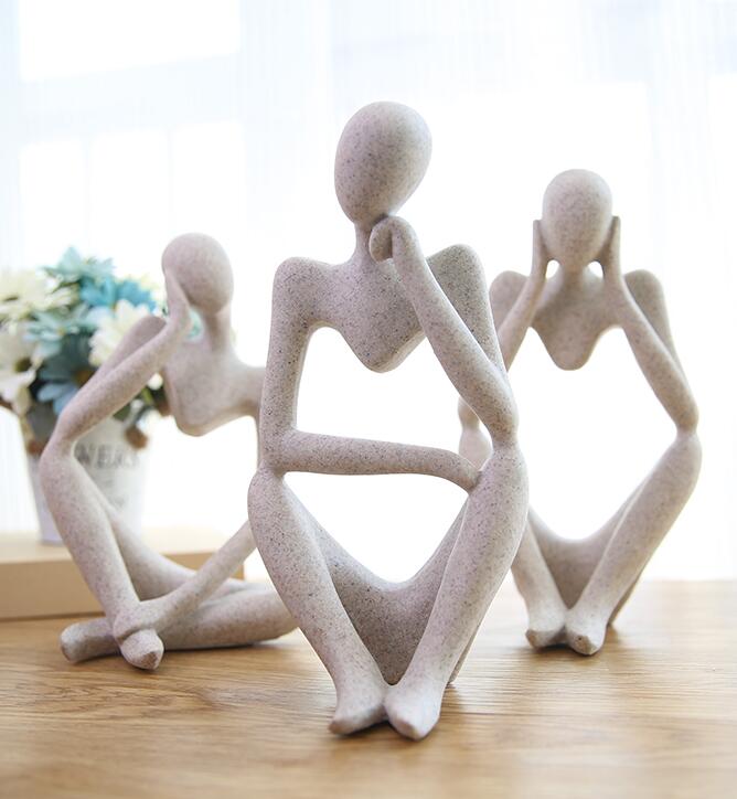 [MGT] Abstract Character Decoration North European Home Ornament Drawing Room Office Sandstone Decor statue Sculpture