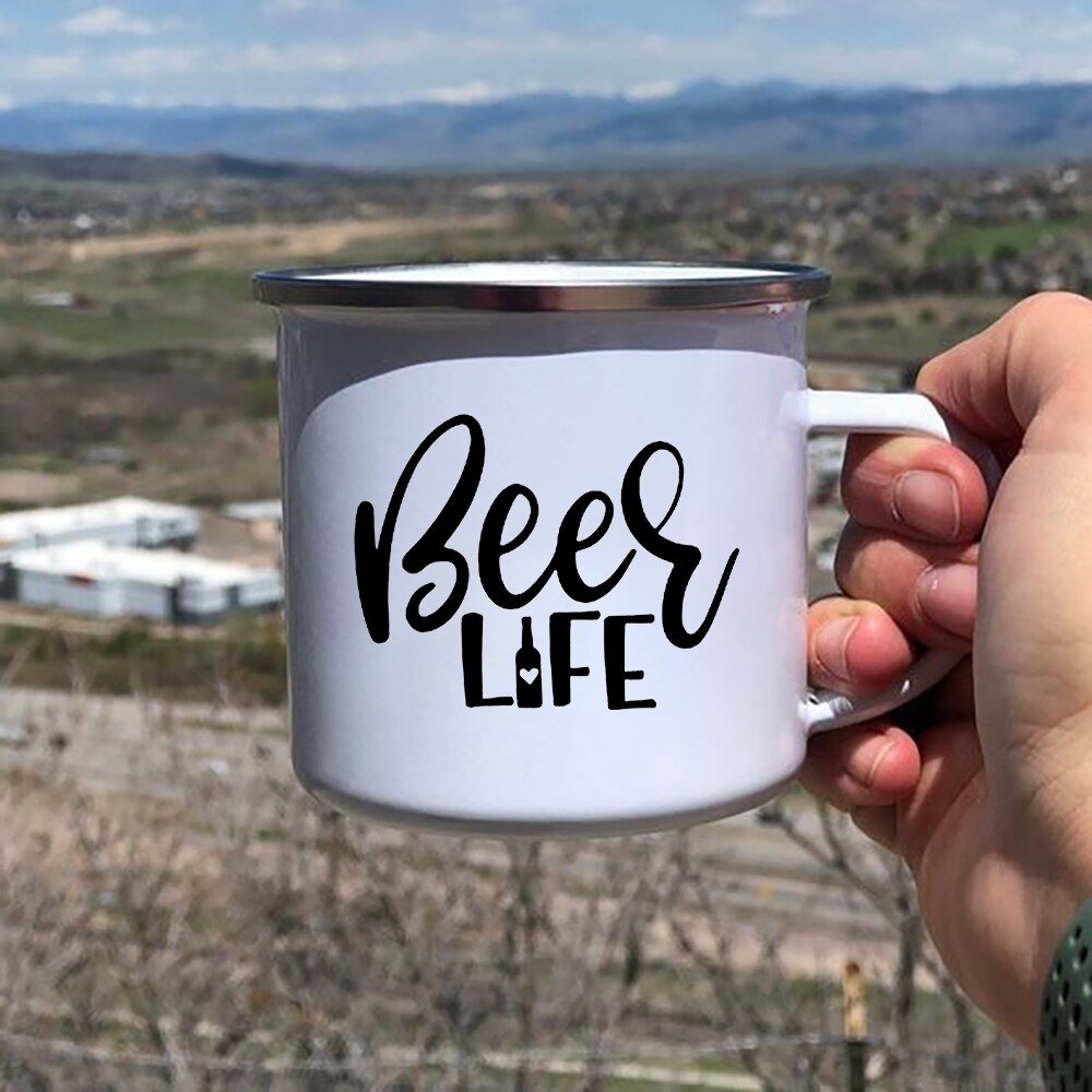 Daddy Behoeften Een Bier Creatief Emaille Koffie Mokken Home Party Grappig Bier Drinken Sap Cacao Cups Reizen Camping Mok Vader dag: XH2963-A015WH-8