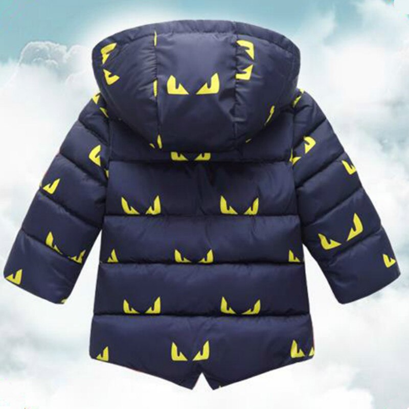 Casaco de inverno de algodão com capuz, blusa de desenho animado para meninos e meninas, roupa externa quente para crianças