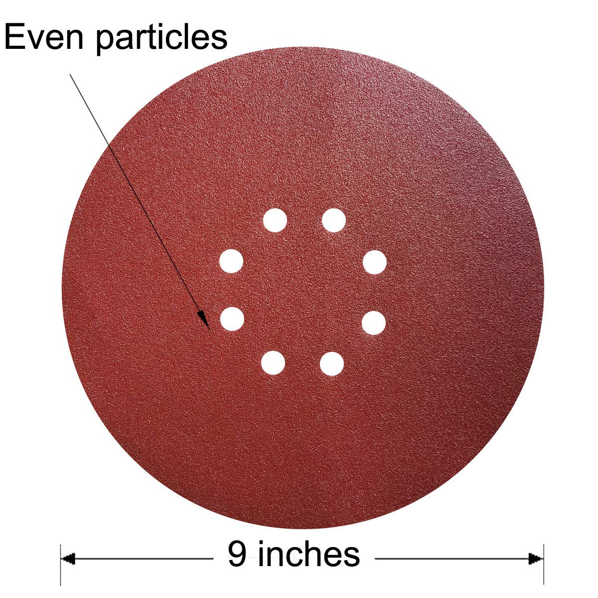 50 PCS 9 Inch 8 Hole Hook and Loop Sanding Discs Aluminum Oxide Flocking Sander Paper for Drywall Sander