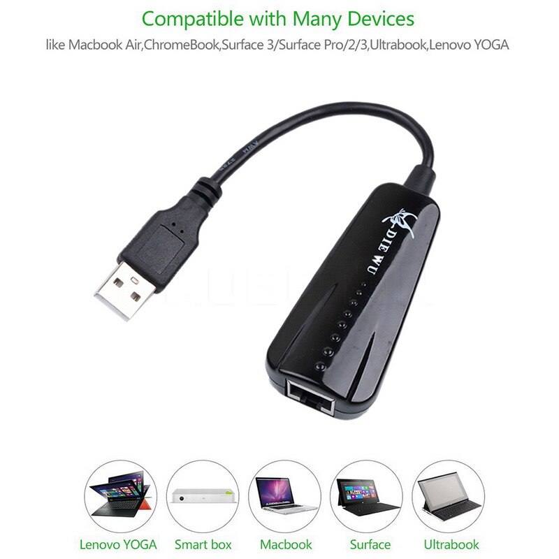 USB Ethernet Adapter USB 2.0 To Rj45 Ethernet Lan 10/100M Network Card USB Lan Adapter for Macbook Windows 7 8 10