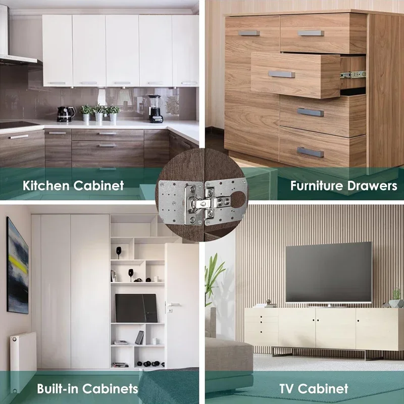 Stainless Steel Hinge Repair Plate with Screw Kitchen Cabinet Door Hinge Mounting Connection Plate Furniture Flat Fixing Bracket