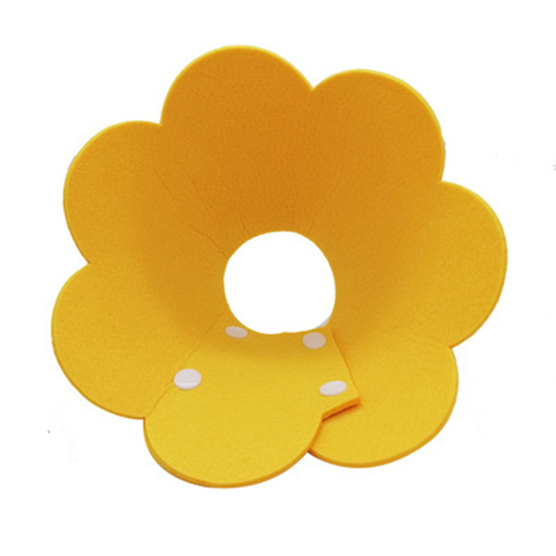 Collar de recuperación con forma de flor para gato, cono para el cuello, antimordedura, antiarañazos, para mascotas, Collar de protección para la curación de heridas de gatito: Yellow / L