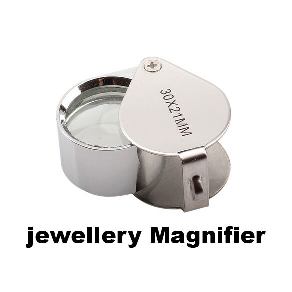 Mini Loupe 20X-21mm Loupe Loupe Triplet bijoutiers oeil avec lumière LED ultraviolette bijoux en verre diamant Loupe: 30 x 21mm