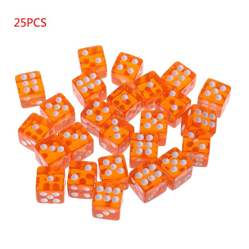 25 Pcs/Set Party Game Dice 12 Square Transparent Dices Colorful Club Play For Dungeon D & D Desktop Table Games