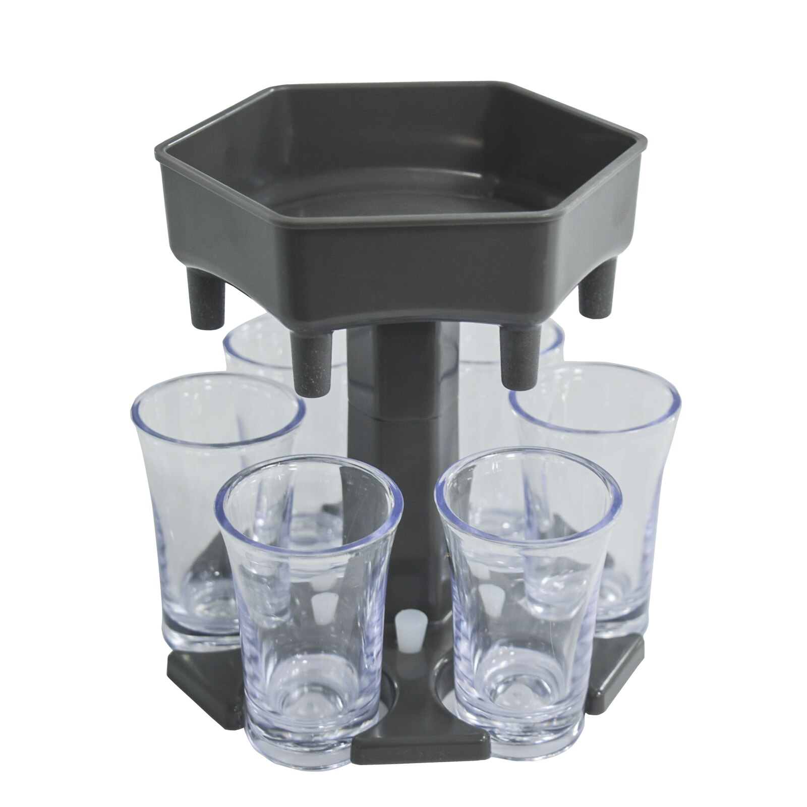 Wine Dispenser Glass Holder with 6 Cups Set Whisky Beer Dispenser for Bottle Liquor Container Party Accessories Drinking Games: Grey-6 Clear Cups