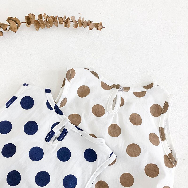 Milancel zomer babykleding coole babymeisjes bodysuits linnen baby jongens jumpsuits mouwloos stippen baby outfit