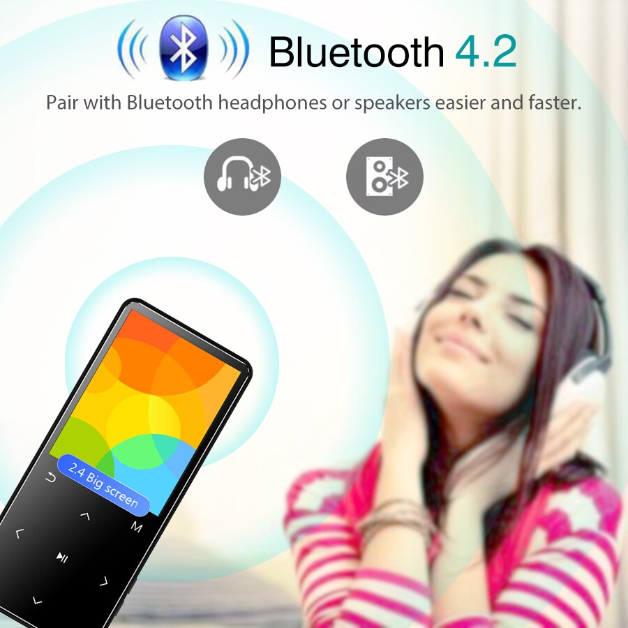 Linea MP3 Player con Bluetooth y altavoz teclas táctiles 2,4 "Pantalla de alta fidelidad Walkman MP 3, Flac reproductor de música para niños de 8/16/20/32/40GB