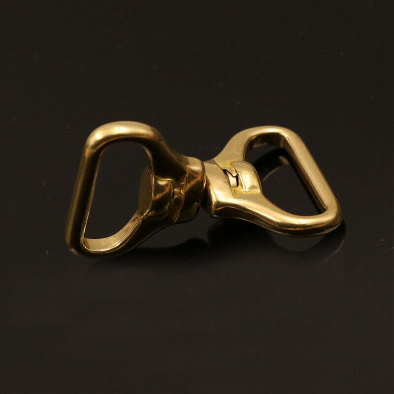 1piece Solid brass Double end swivel eye rotating connector for leather craft belt strap keychain Fob clip Pet rope leashes