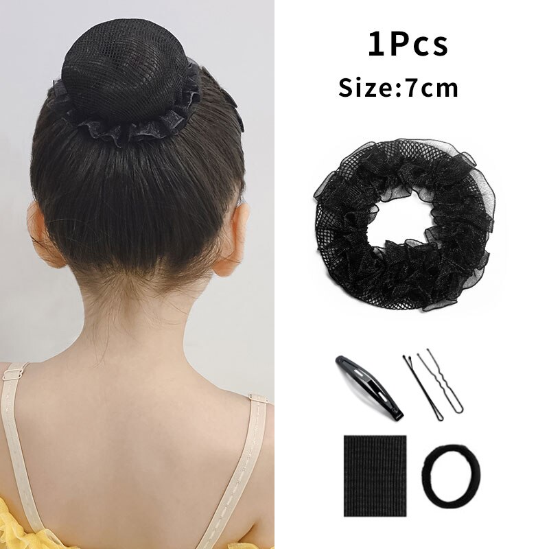 Cuerda para el pelo para mujer, red elástica para el pelo, Kit de peluquería negro, malla pequeña Invisible para moño de pelo, Donut para enfermera, estilo de cabello: Ordinary 04