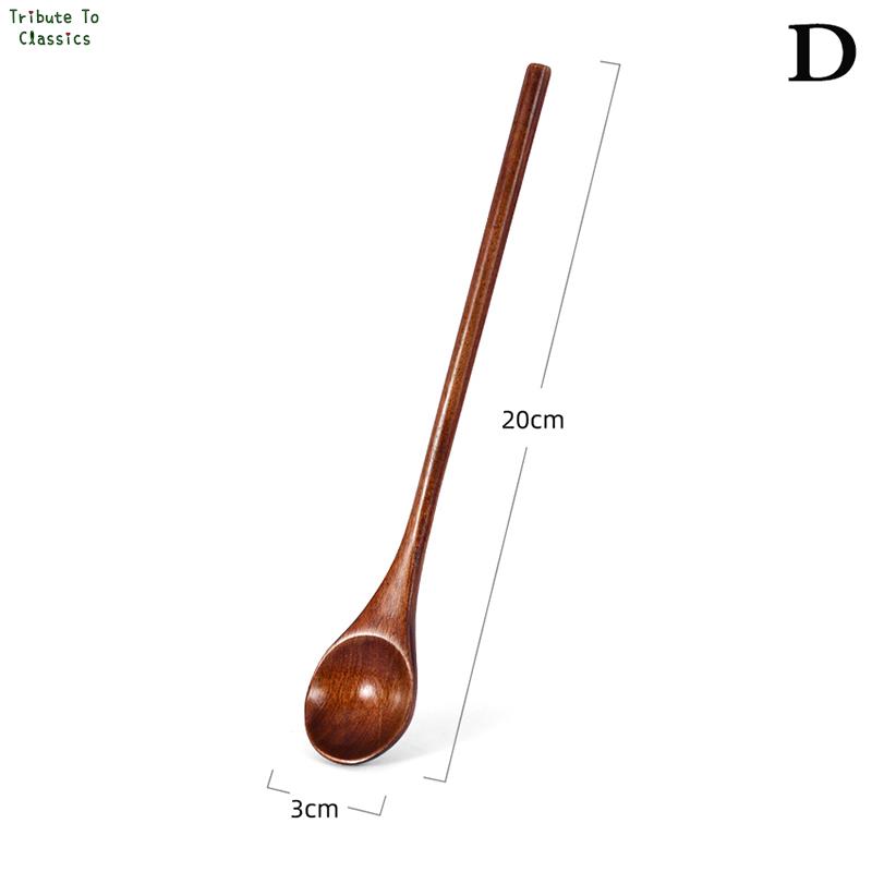 Kleine 1Pc Holz Tee Löffel Lange Kaffee Löffel Teelöffel Holz Honig Nachtisch Löffel Kaffee Trinken Rührer Teelöffel Geschirr: WEISS
