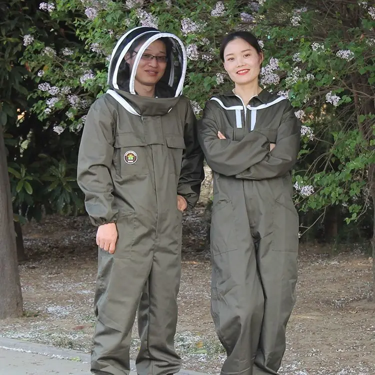 Full set of one piece breathable bee keeping clothes, thickened protective clothing, protective clothing, keeping sp: XXL / Light Grey