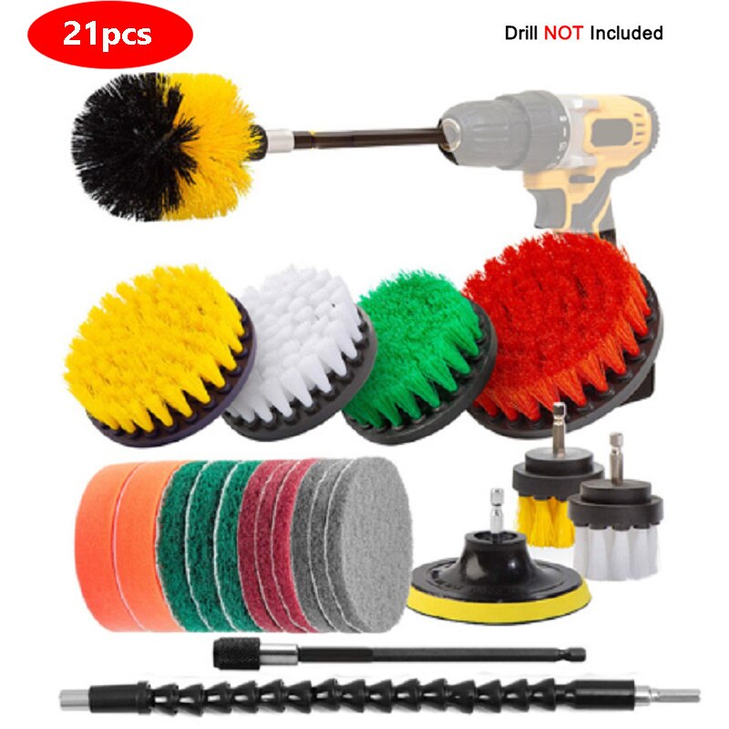 4PCS-31PCS Kitchen Cleaning Brush Kits Power Scrub Pads Scrubber Multipurpose Cleaner Scrubbing Cordless Electric Drill Brushes: 21pcs