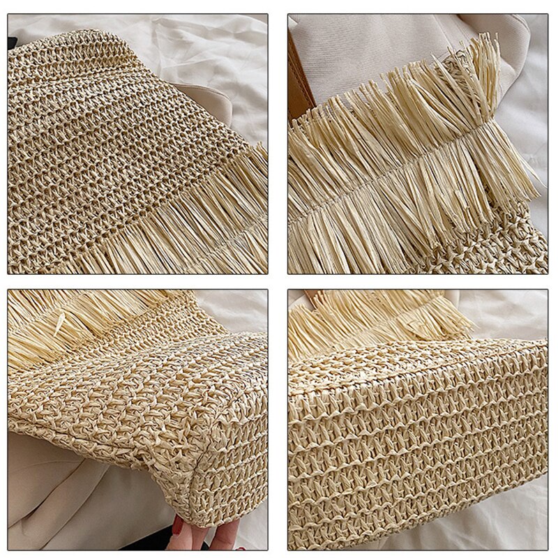 Handgefertigte Käufer-taschen für damen, 2022 marken, #39 , sommer-strandtasche mit quasten, große strohtasche für damen