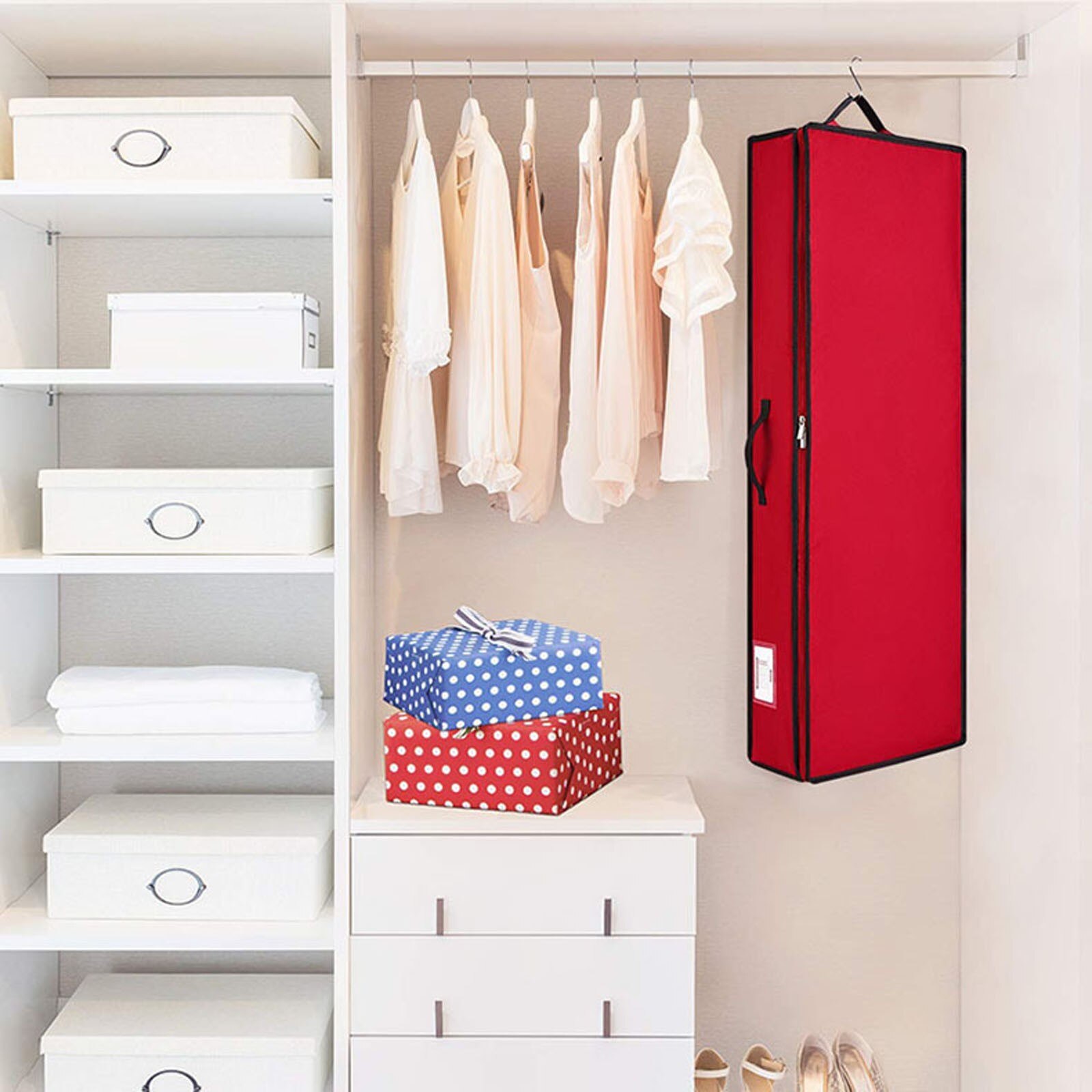 Wrapping Paper Storage Bag Interior Pockets Rolls And Ribbon Holder Heavy Duty Tear Proof Christmas Wrap Storage Organizer