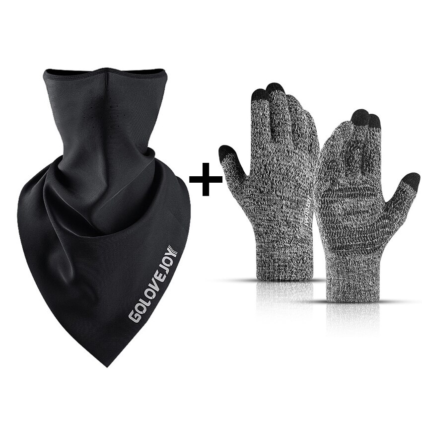 Mascarilla de protección para la cara de ciclista, para invierno, media cara, a prueba de viento, Bandana de protección para la oreja, diadema reflectante nocturna: Warm Set D