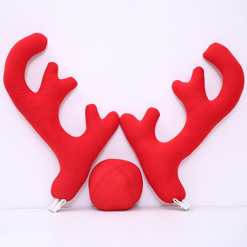 renne décor de noël voiture véhicule nez corne ensemble de costumes Rudolf renne bois rouge nez ornements Elk bois