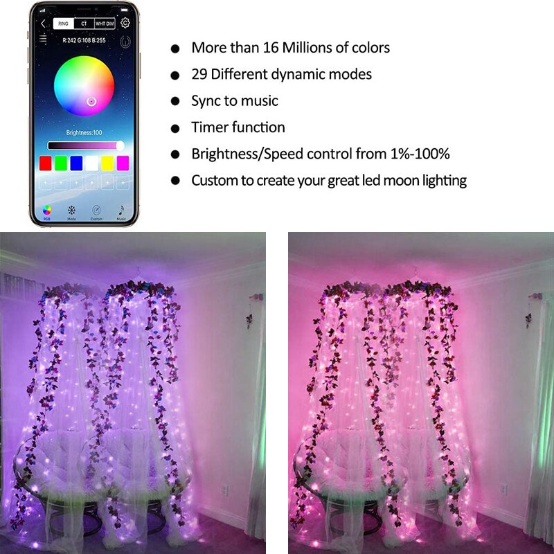 Guirnalda de luces Led con función de memoria, tira de luces con Bluetooth, Control por aplicación, música sincronizada, decoración de de Navidad, 2-30m
